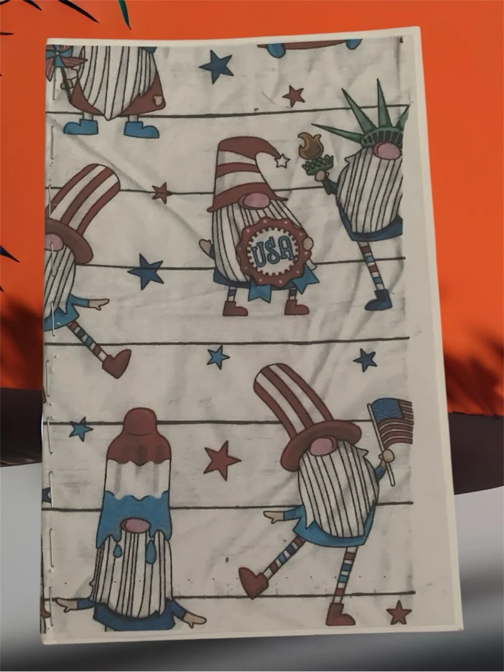 Handmade Patriotic Gnomes Lined Journal - USA Theme 4th of July Notebook 1 Set